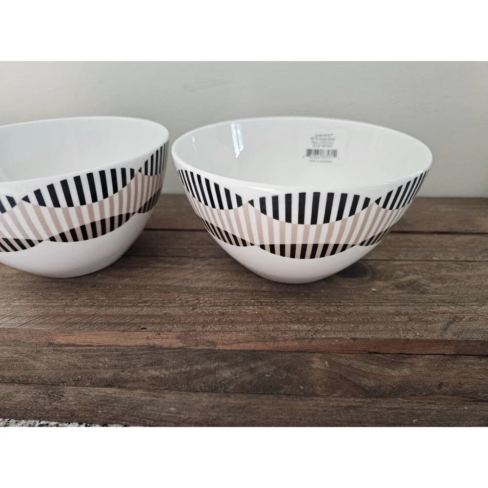 2 LENOX Luca Andrisani Linea Ottica Arch All Purpose Bowls Brown Black Modern